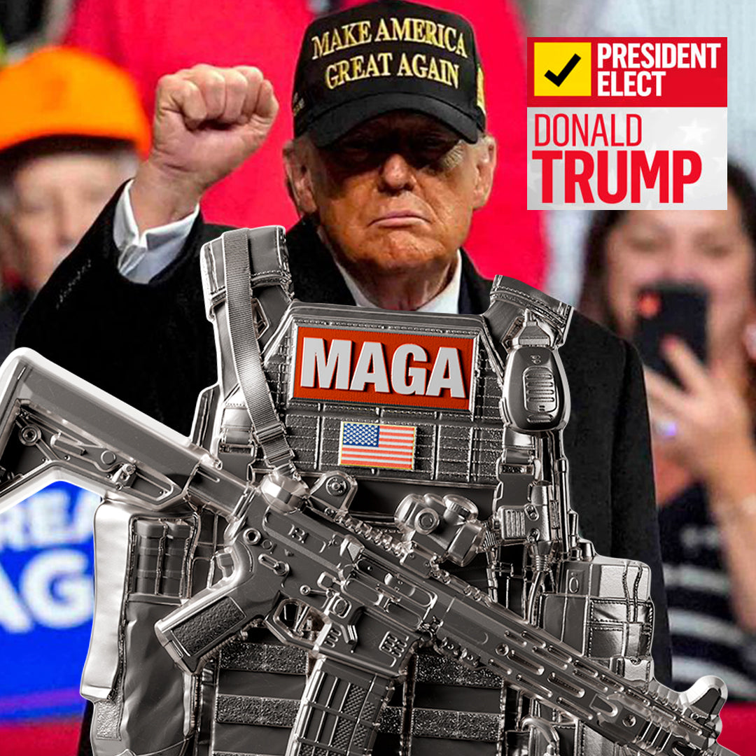 image of president donald trump wearing spectres maga bulletproof vest