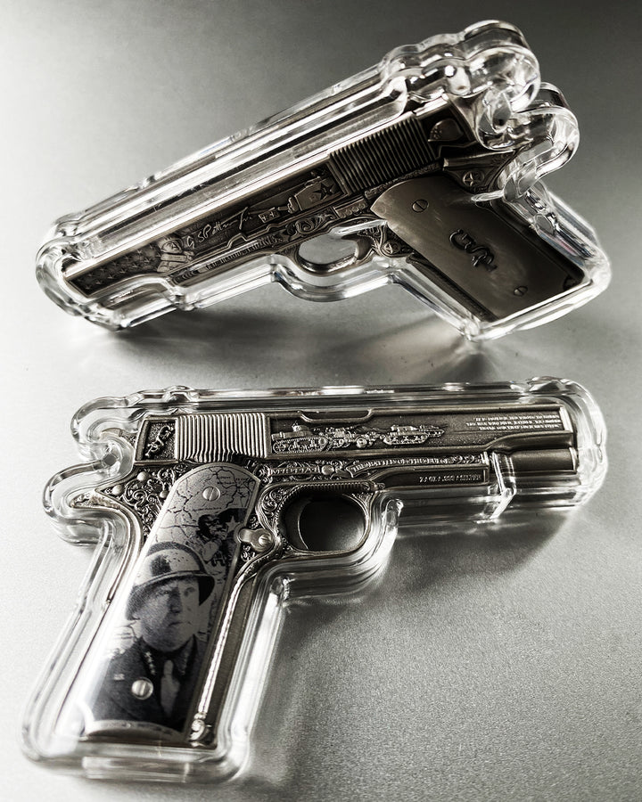 image of the generall patton's 1911 2 oz pure silver coin pre-production sample