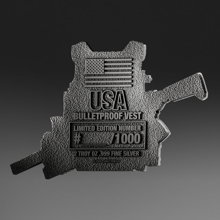 image of the usa bulletproof vest 2 oz silver collectible
