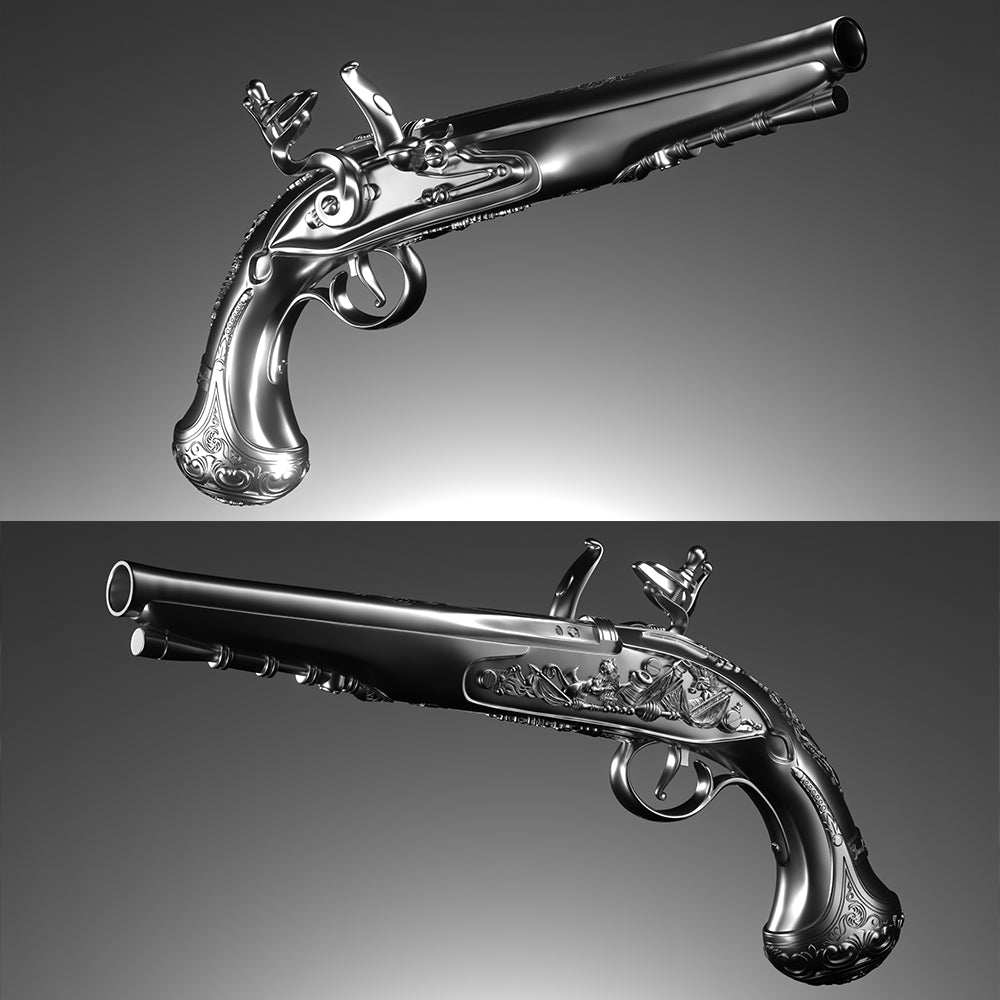 image of the george washington flintlock pistol 2 oz silver coin