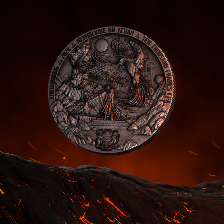 image of the zhu rong 2 oz silver coin details