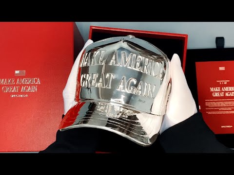 packaging unboxing video of the maga hat kilo pure silver sculpture