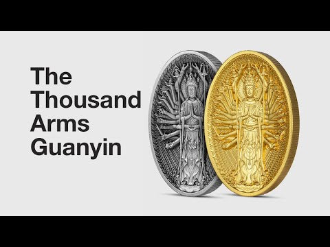 Thousand Arms Guan Yin 5 oz Silver Coin - 2023 Chad 25000 Francs CFA